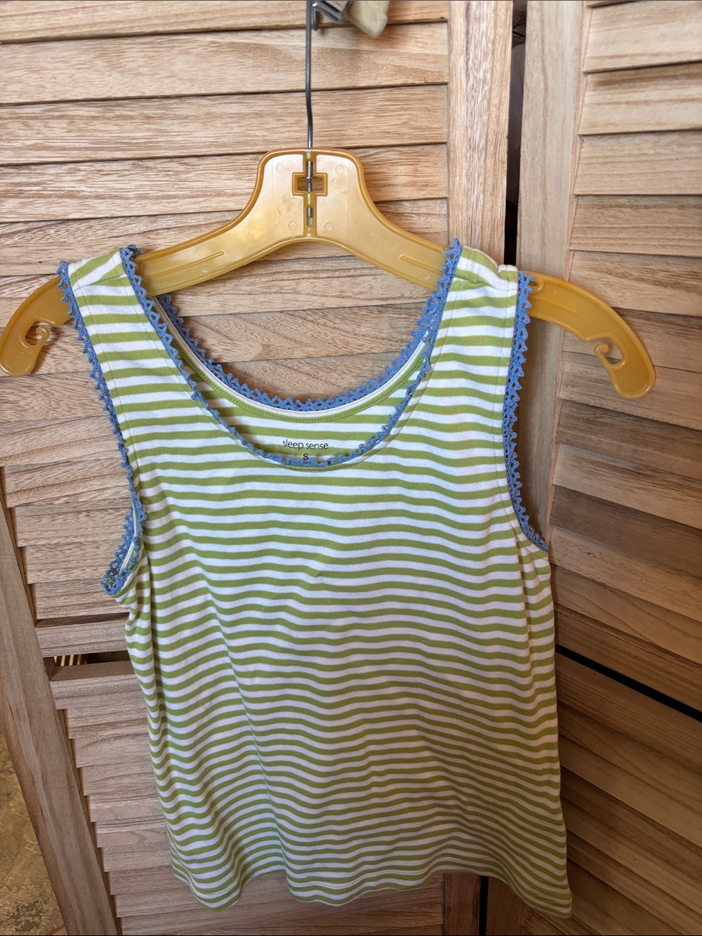 Sleep Sense Green & White Tank with Blue Trim Small